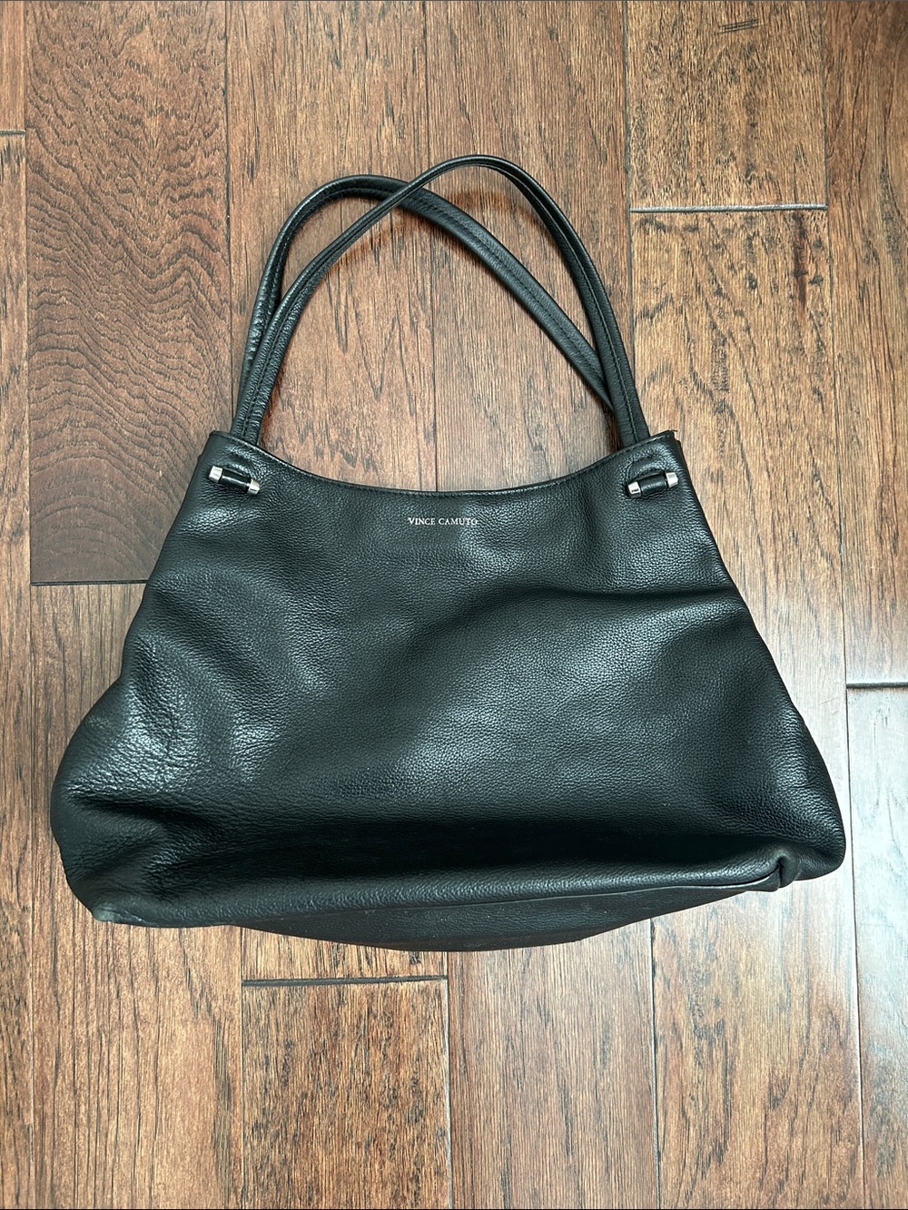 Vince Camuto Black Pebbled Leather Shoulder Tote
